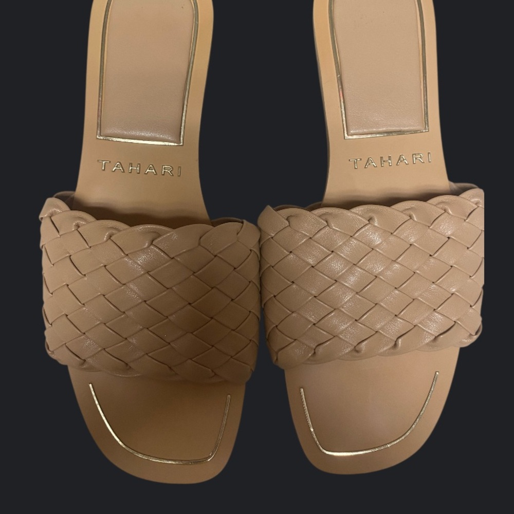 Tahari Women's Beige Braided Sandals